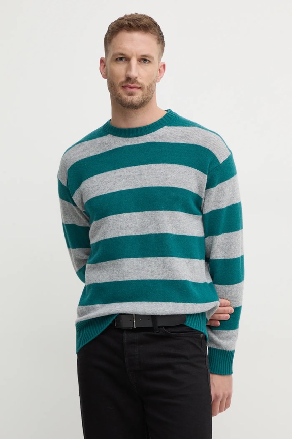 Vlněný svetr United Colors of Benetton kulatý šedá 18AYK107Y