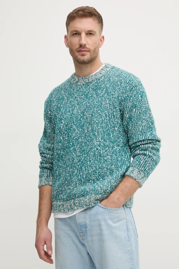 United Colors of Benetton pulover din amestec de lana turcoaz 116NU108M