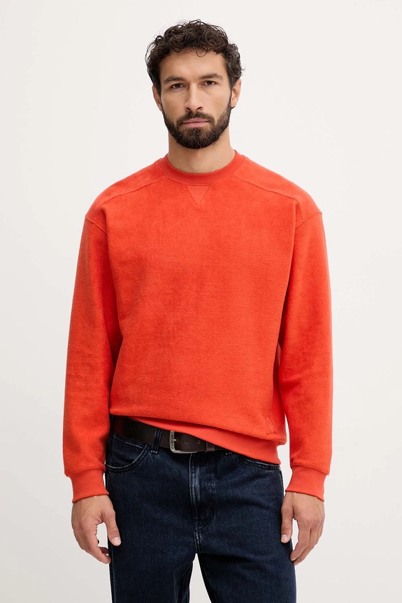 Bavlnená mikina United Colors of Benetton bavlna oranžová 3NMEU109T