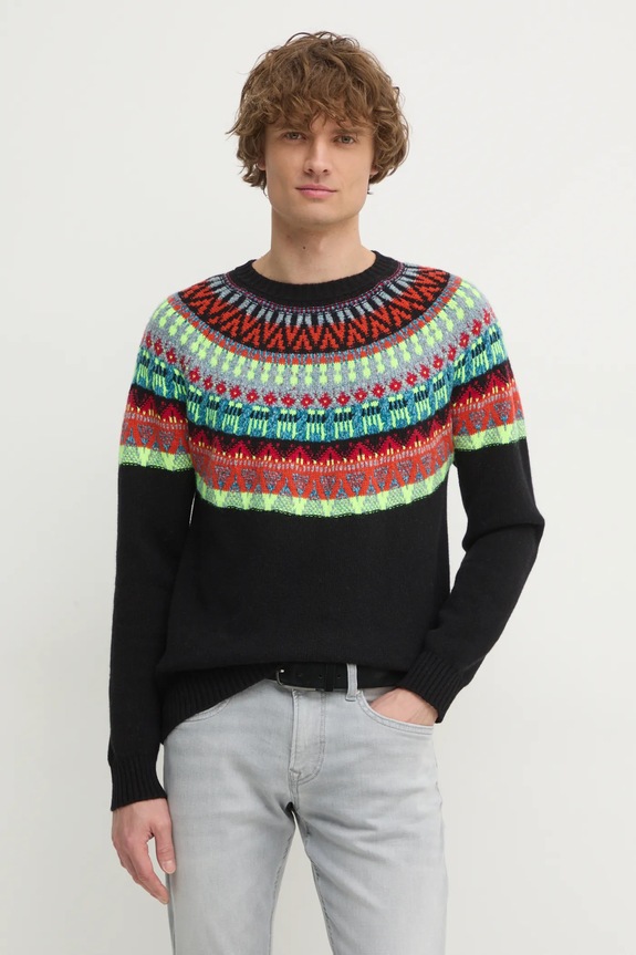 United Colors of Benetton sweter okrągły czarny 1144K108V