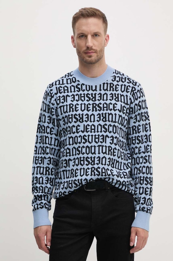 Versace Jeans Couture pulover de lana subtiri albastru 77GAFM03.CMN91