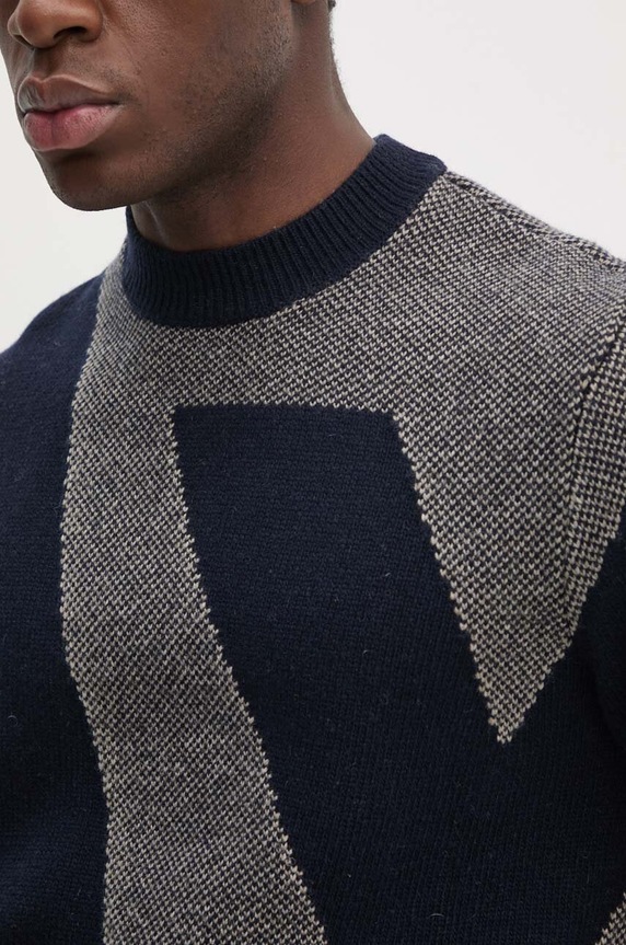 Armani Exchange sweter wełniany 6DZM2Q.ZM4QZ granatowy
