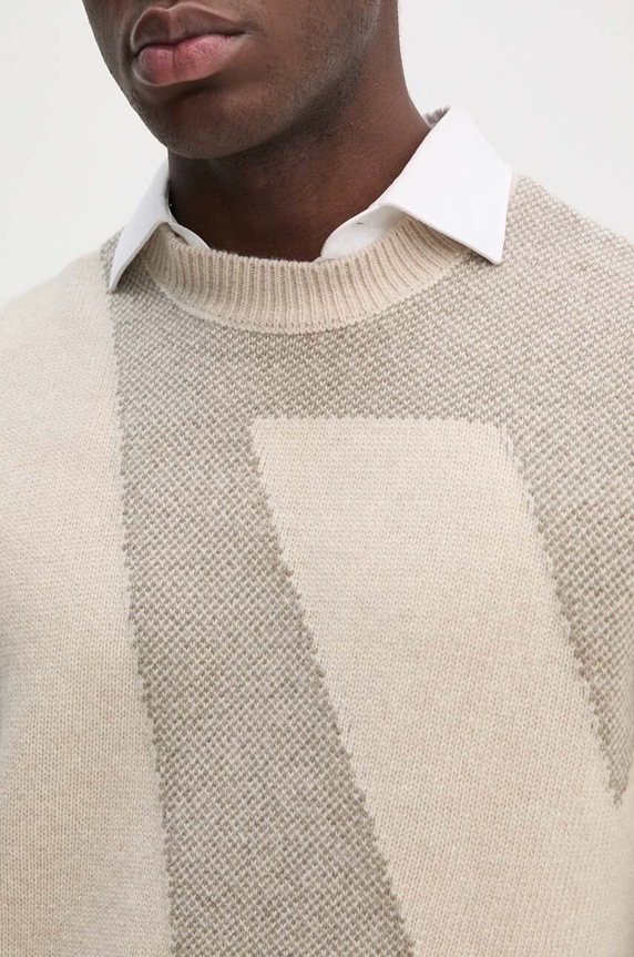 Armani Exchange sweter wełniany 6DZM2Q.ZM4QZ beżowy