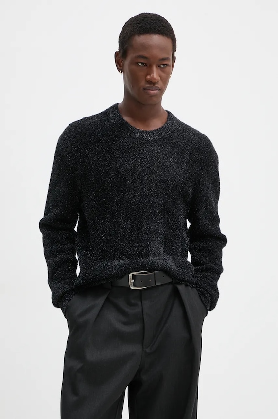 The Kooples sweter kaszmirowy szpic czarny HPUL29023K