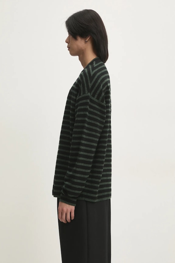 Шерстяной свитер Wood Wood Tya Striped Oversized Jumper 10315502.4159 зелёный AW24