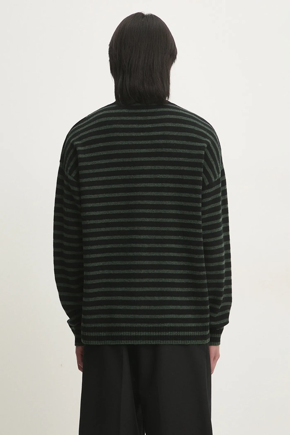 Одежда Шерстяной свитер Wood Wood Tya Striped Oversized Jumper 10315502.4159 зелёный