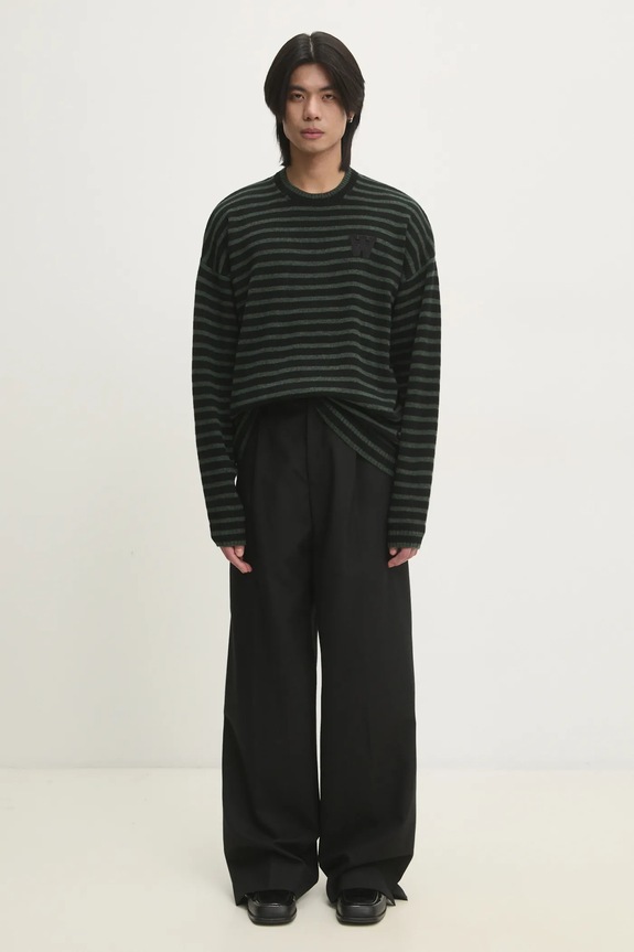 Шерстяной свитер Wood Wood Tya Striped Oversized Jumper 10315502.4159 зелёный