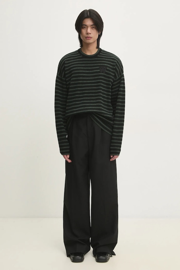 Шерстяной свитер Wood Wood Tya Striped Oversized Jumper 10315502.4159 зелёный