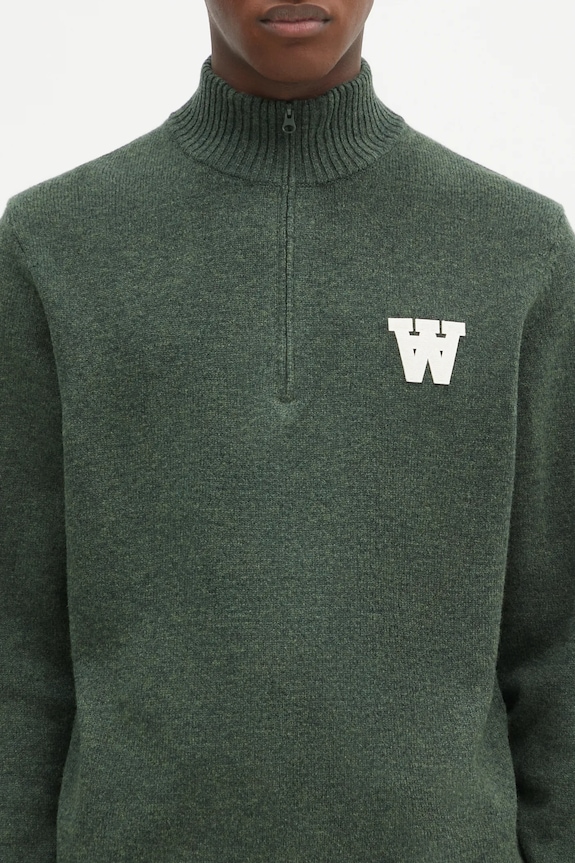 Vuneni pulover Wood Wood Blu AA CS Halfzip zelena 10325502.4159