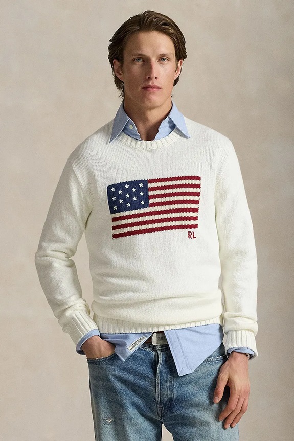Bavlnený sveter Polo Ralph Lauren vzorovaný biela 710718281