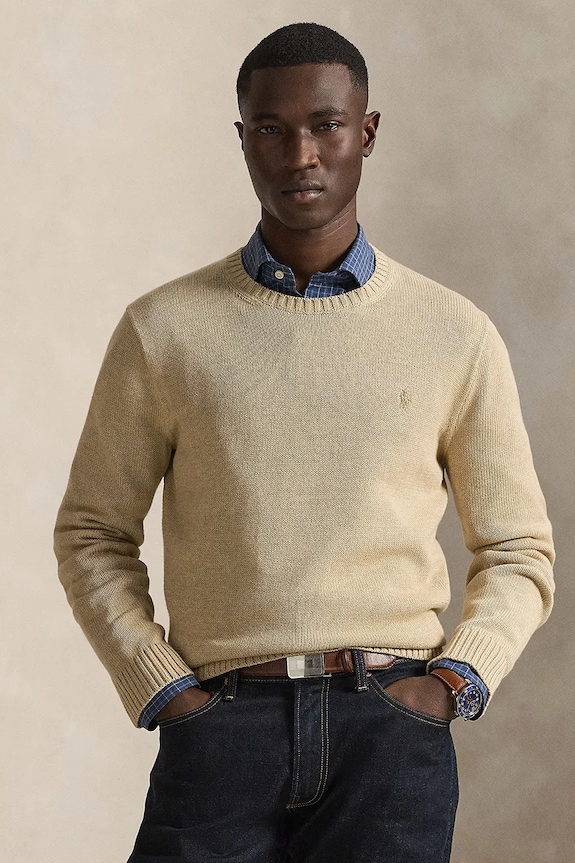 Polo Ralph Lauren sweter bawełniany gładkie brązowy 710810846
