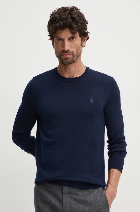 Polo Ralph Lauren maglione in lana blu navy 710946143
