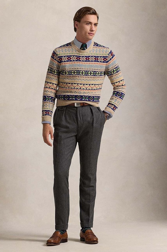 Odzież Polo Ralph Lauren sweter wełniany 710949291 beżowy