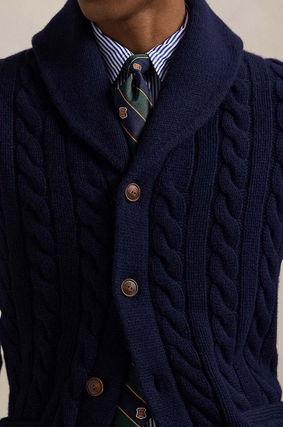 Polo Ralph Lauren kardigan wełniany niebieski 710956609