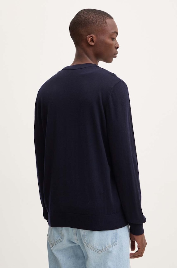 Odzież A.P.C. kardigan wełniany cardigan joe logo WVAWM.H22248 granatowy