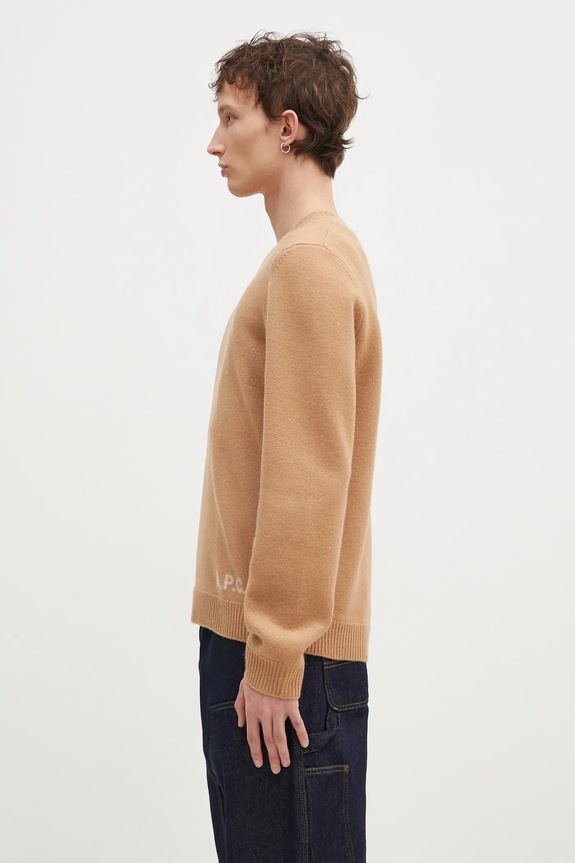 A.P.C. sweter wełniany Pull Edward WVBDJ.H23059 brązowy AW25