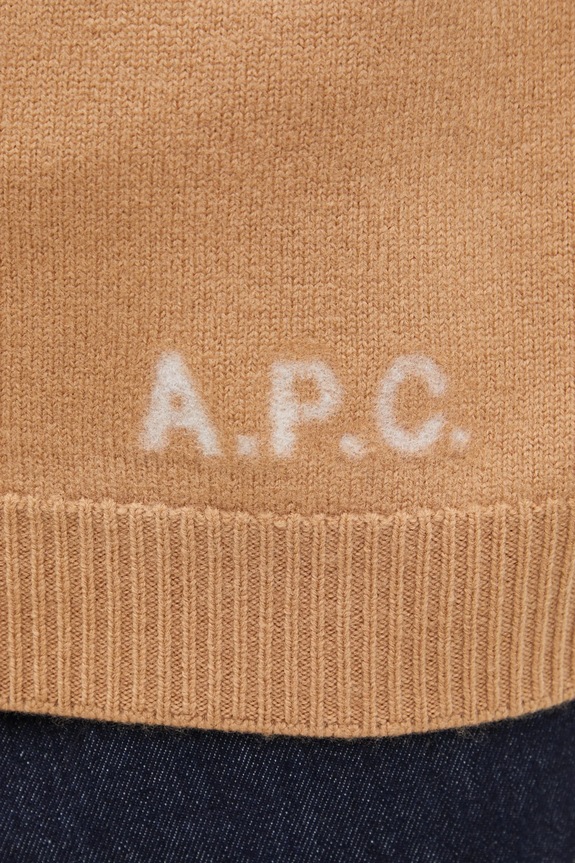 A.P.C. sweter wełniany Pull Edward brązowy WVBDJ.H23059