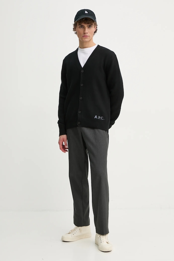 A.P.C. kardigan wełniany kenny WVBDK.H22305 czarny AW24
