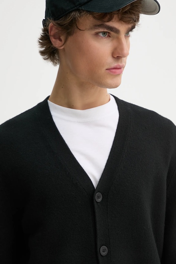 A.P.C. kardigan wełniany kenny czarny WVBDK.H22305