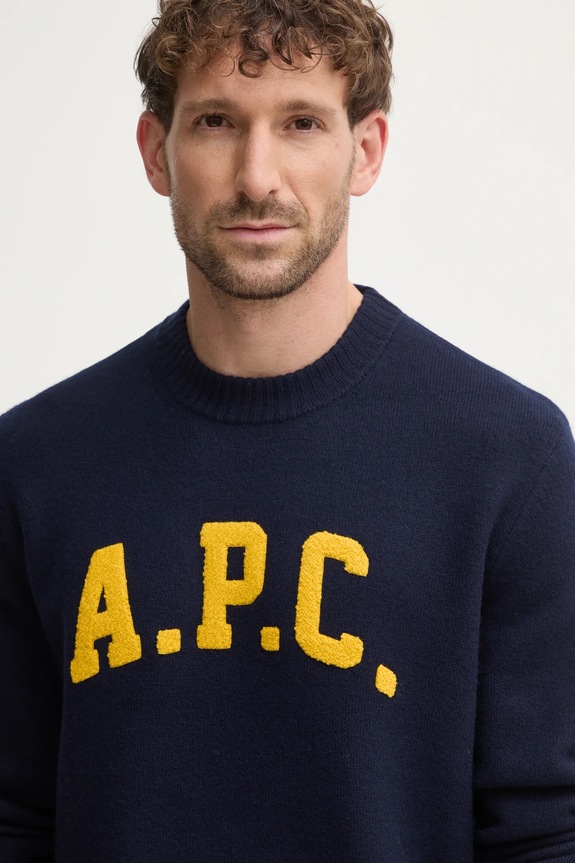 Vlněný svetr A.P.C. pull joshua námořnická modř WVBDK.M23365