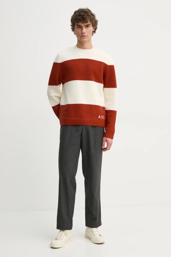 A.P.C. sweter wełniany pull edwardo WVBDL.H23364 pomarańczowy AW24