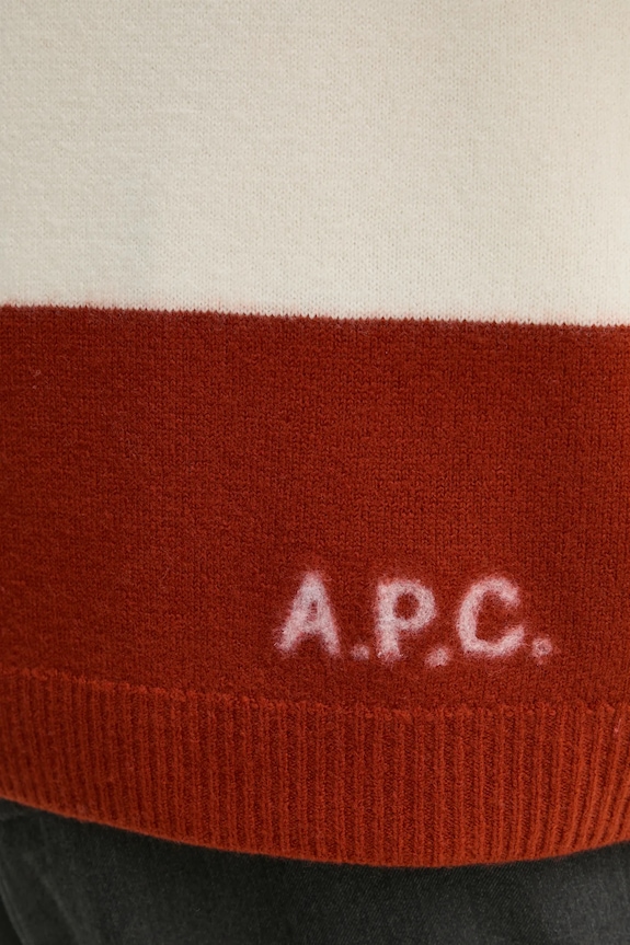 A.P.C. sweter wełniany pull edwardo WVBDL.H23364 pomarańczowy