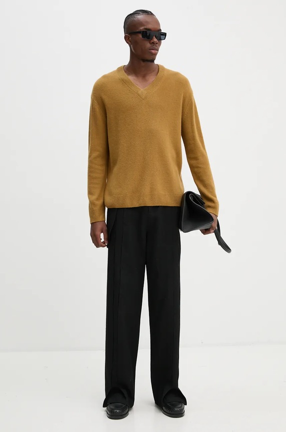 A.P.C. sweter wełniany pull dany WYAAD.M23380 żółty AW24