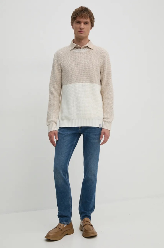 Βαμβακερό πουλόβερ Pepe Jeans COSTELLO PM702452 μπεζ AW24