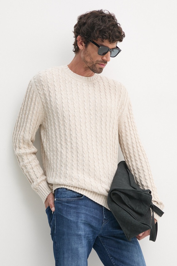 Pepe Jeans sweter bawełniany CHARLIE bawełna beżowy PM702453