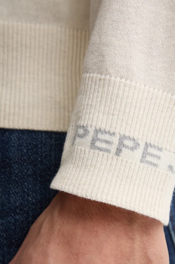 Sveter s prímesou vlny Pepe Jeans NEW ANDRE CREW NECK PM702469 béžová