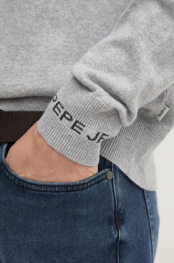 Pulover s dodatkom vune Pepe Jeans NEW ANDRE CREW NECK PM702469 siva