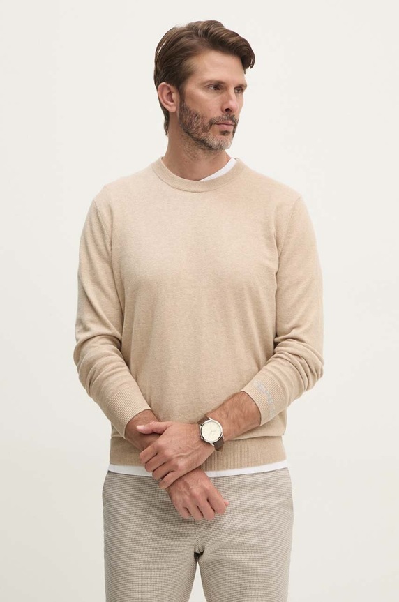 Pepe Jeans gyapjúkeverék pulóver NEW ANDRE CREW NECK bézs PM702469