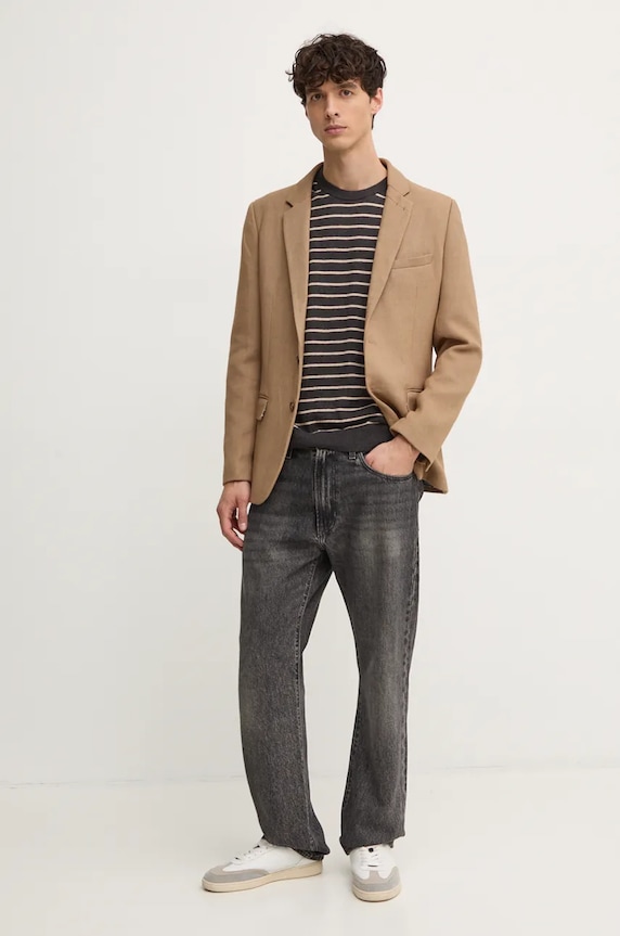 Pepe Jeans sweter z domieszką wełny NEW ANDRE STRIPES PM702479 szary AW24