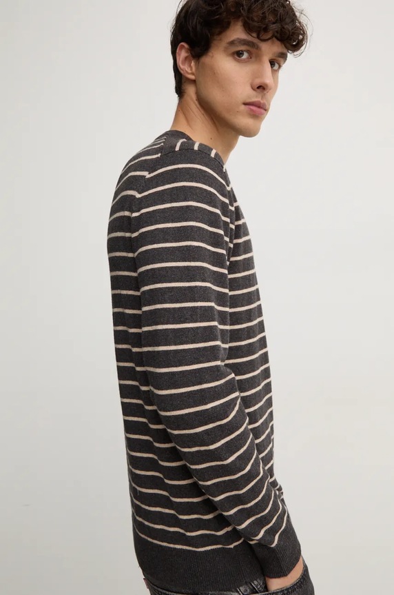 Odzież Pepe Jeans sweter z domieszką wełny NEW ANDRE STRIPES PM702479 szary