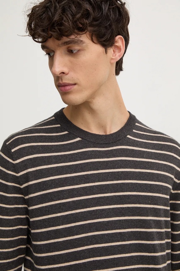 Pepe Jeans sweter z domieszką wełny NEW ANDRE STRIPES szary PM702479