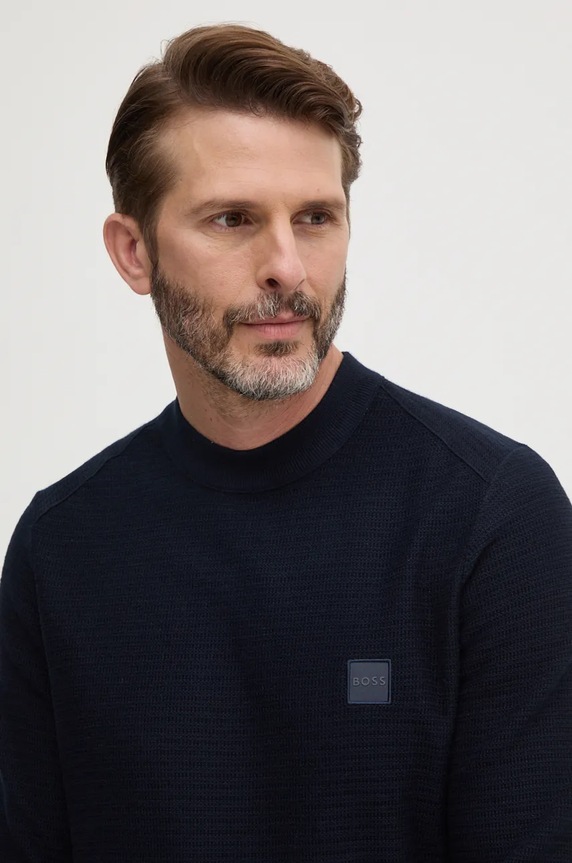 Pulover s dodatkom kašmira Boss Orange Anion_S mornarsko plava 50527584