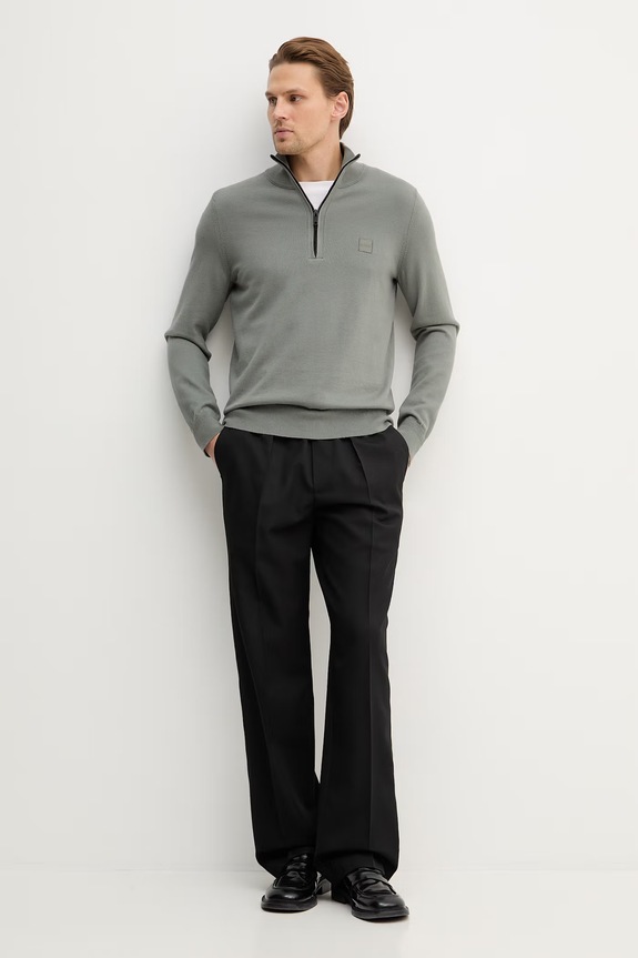 BOSS Orange sweter z domieszką wełny Kanobix_S 50527585 szary SS26