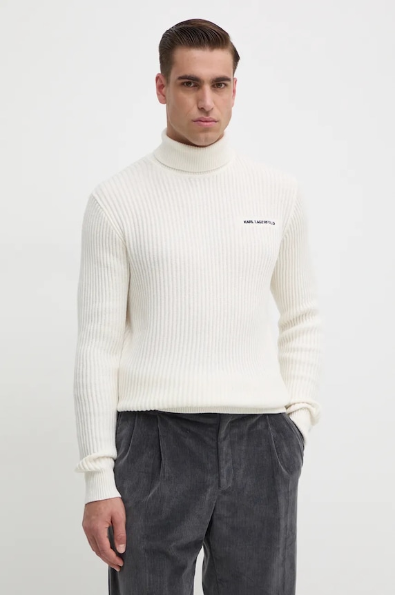 Karl Lagerfeld sweter wełniany wełna beżowy 544305.655039