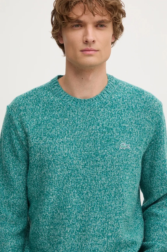 Вълнен пуловер Lacoste AH2920 тюркоазен AW24