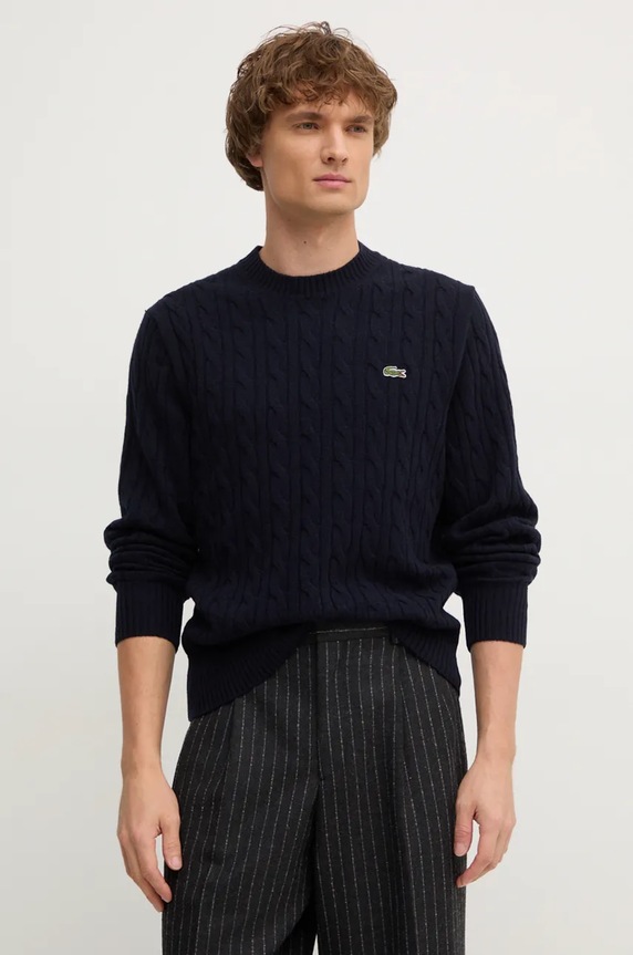 Шерстяной свитер Lacoste шерсть тёмно-синий AH2924