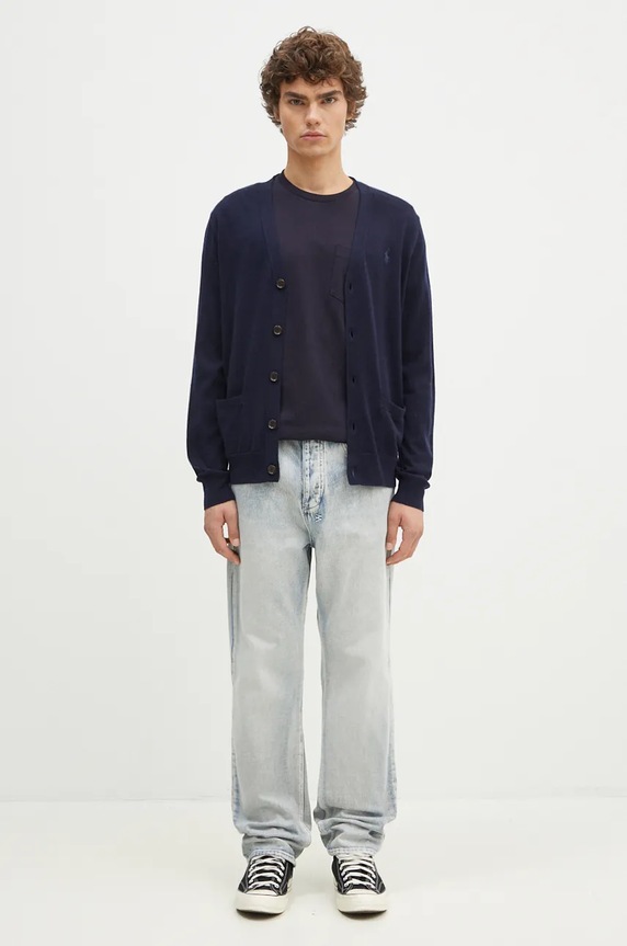 Polo Ralph Lauren kardigan wełniany RWS-Longsleeve 710946144 granatowy