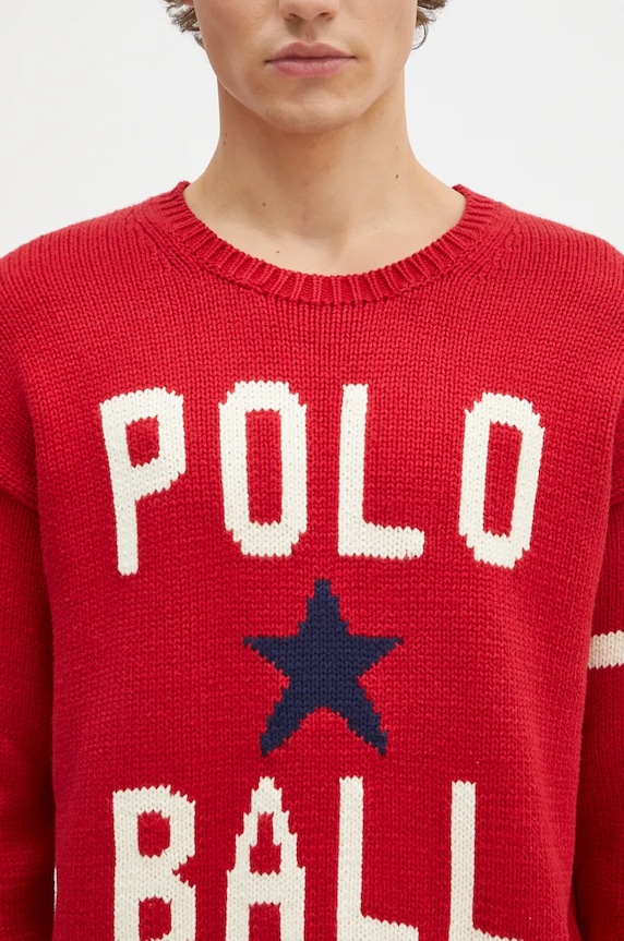 Bavlnený sveter Polo Ralph Lauren 710949298 červená