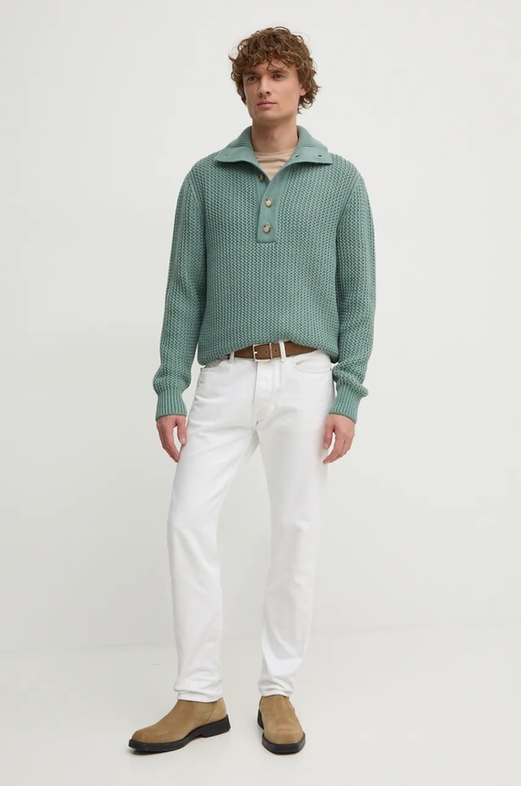 Вовняний светр BOSS 50526871 зелений AW24