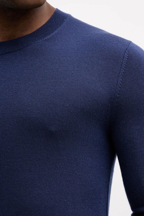 Sisley sweter wełniany 11BAS100Y granatowy