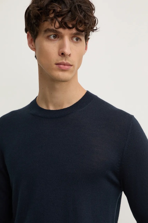 Sisley sweter wełniany granatowy 11BAS100Y