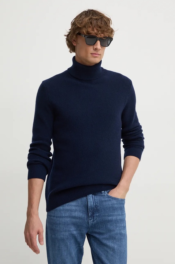 Sisley sweter wełniany wełna granatowy 1044S2007