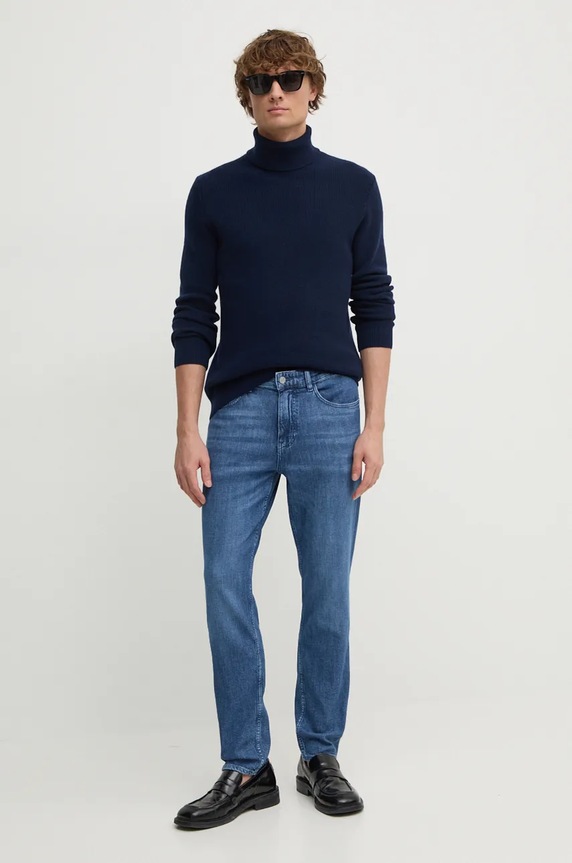 Sisley sweter wełniany 1044S2007 granatowy AW24