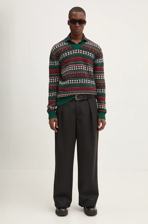 HUGO sweter wełniany 50524563 zielony AW24