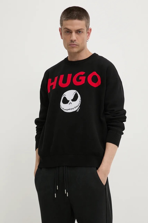 HUGO sweter bawełniany pozostałe czarny 50528298