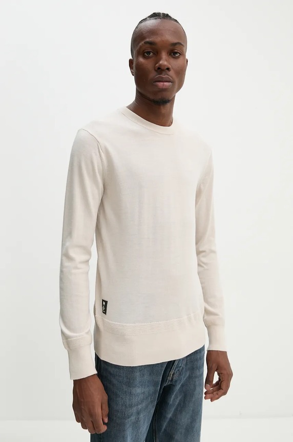 Vuneni pulover G-Star bez uzorka bež D25174.D847